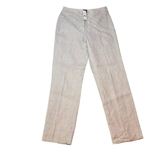 J.Crew Kate Straight-Leg Linen Blend Pants Beige NWT Size 6 High Rise 28" Inseam - Picture 2 of 5